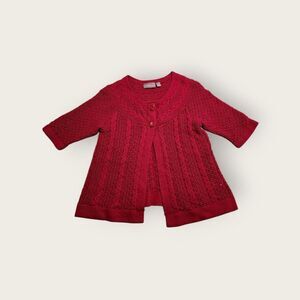 Vintage Y2k Croft & Barrow red knit two button babydoll cardigan sweater M
